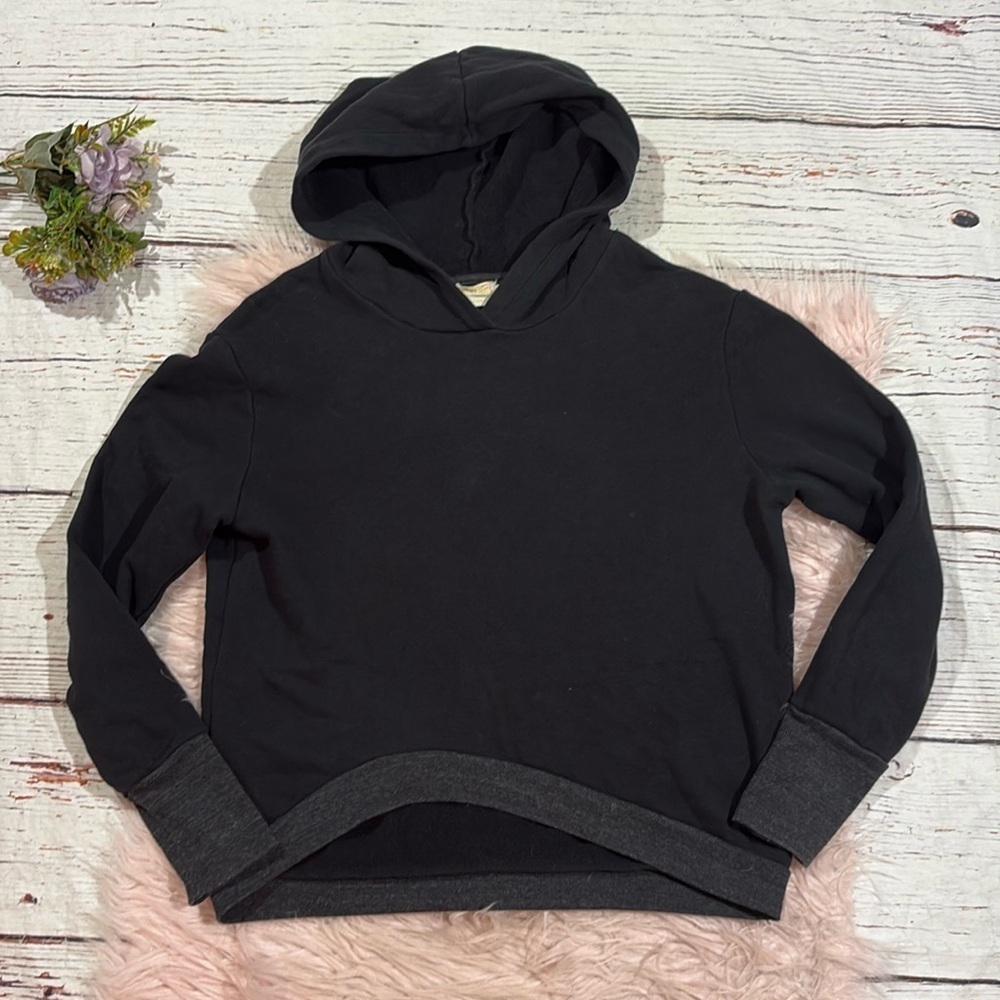 Nation LTD Asymmetrical Hem Pullover Black Hoodie